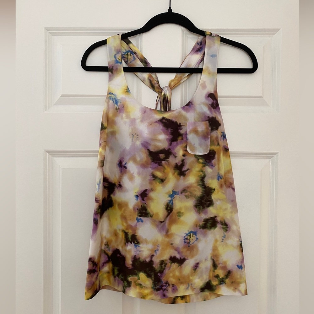 100% silk, watercolor, printed, J.Crew tank top.